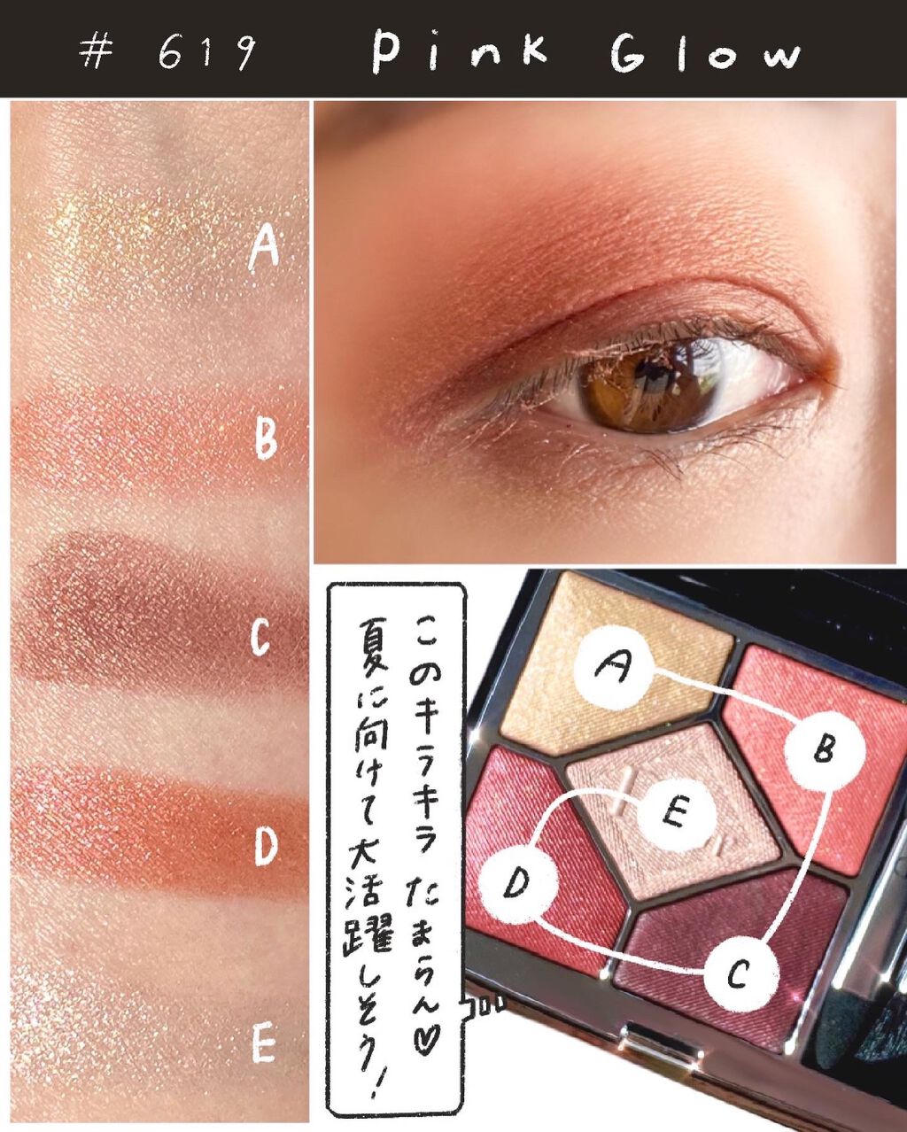 【旧】サンク クルール クチュール 619 ピンク グロウ（生産終了）/Dior/アイシャドウパレットを使ったクチコミ（2枚目）