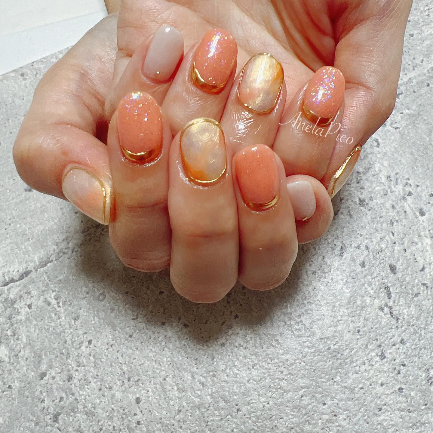 #ネイル,#純国産ジェルネイル,#ジェルネイル,#夏ネイル,#サマーネイル,#ニュアンスネイル,#偏光パールネイルのネイルデザイン