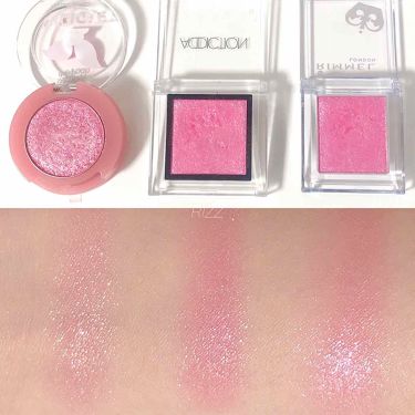 あなたはどっち派 Addiction Vs Etude Vs リンメル パウダーアイシャドウを徹底比較 キラキラピンク３種比 By Rizz 敏感肌 代後半 Lips