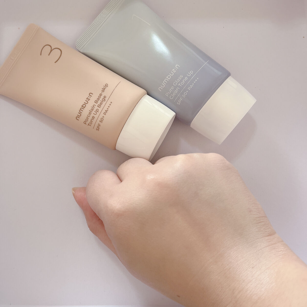 3番 ノーファンデ陶器肌トーンアップクリーム/numbuzin/化粧下地を使ったクチコミ（3枚目）