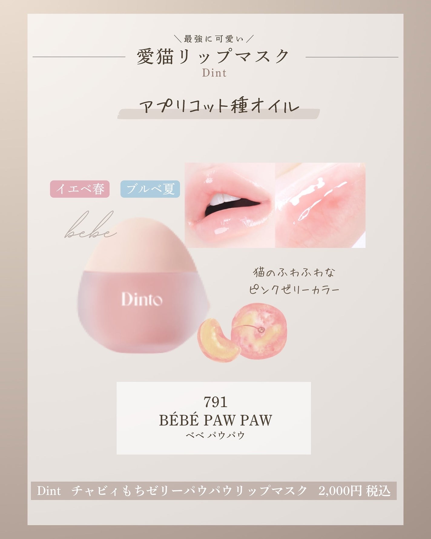 チャビもちゼリーパウパウリップマスク/Dinto/リップマスクを使ったクチコミ(3枚目)