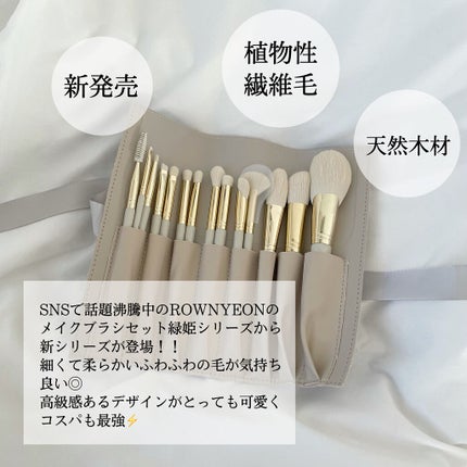 ROWNYEON 緑姫シリーズ メイクブラシ13本セット 化粧ポーチ付き/Rownyeon/メイクブラシを使ったクチコミ(2枚目)