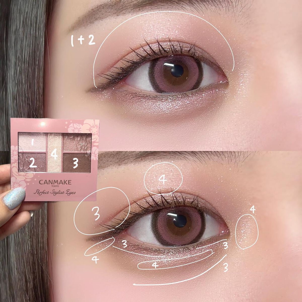 パーフェクトスタイリストアイズ 26 ミラージュモーヴ（限定容器）/キャンメイク/アイシャドウパレットを使ったクチコミ（2枚目）