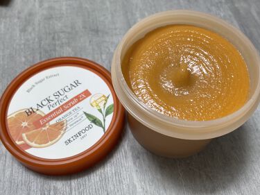 試してみた ブラックシュガー パーフェクト エッセンシャルスクラブ 2x オレンジティー Skinfood Lips
