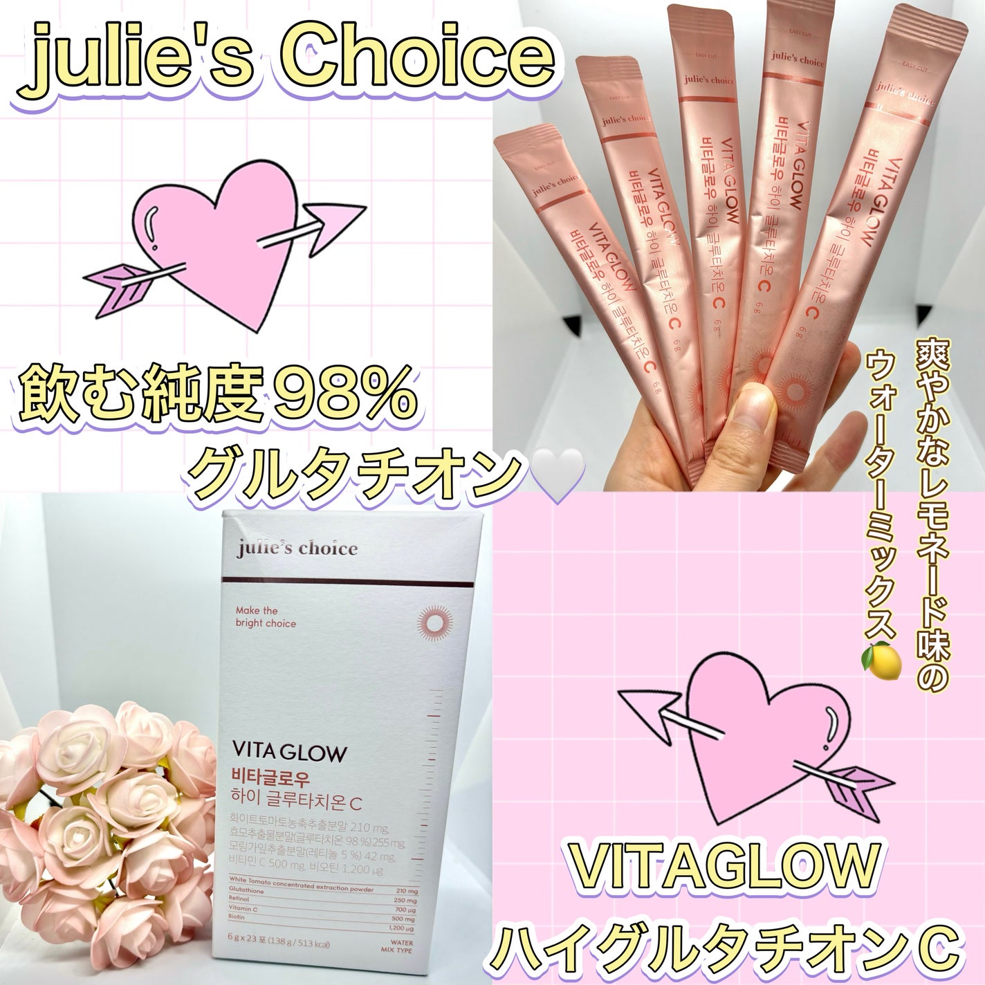 ビタグロウハイグルタチオン/julie's choice/美容ドリンクを使ったクチコミ(1枚目)