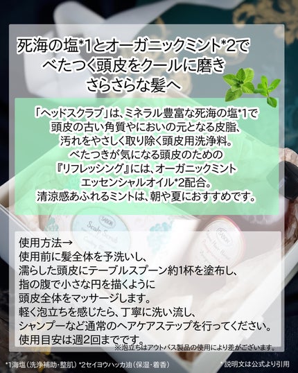ヘッドスクラブ リフレッシング(ミント)/SABON/ヘッドスクラブを使ったクチコミ(2枚目)