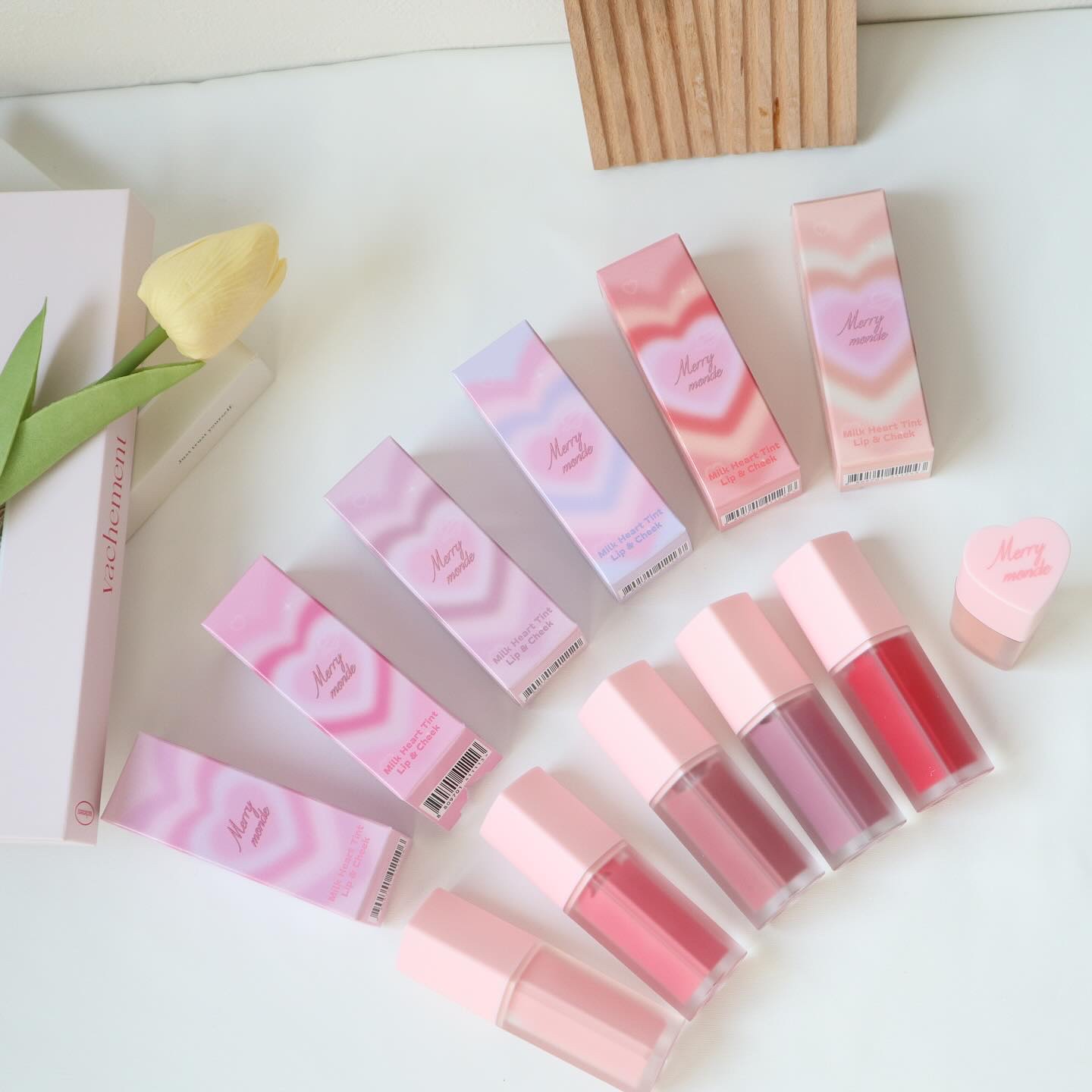 ミルクハートティントリップアンドチーク/Merrymonde/リップティントを使ったクチコミ（2枚目）