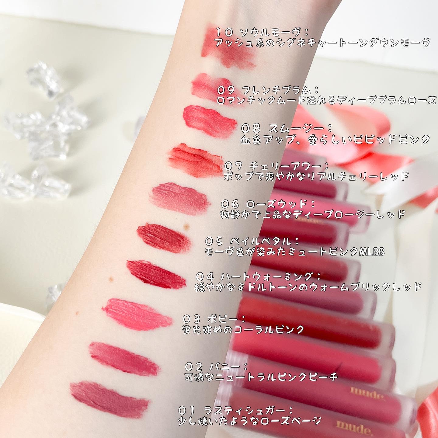 ソフトブラーティント/mude./リップティントを使ったクチコミ（3枚目）