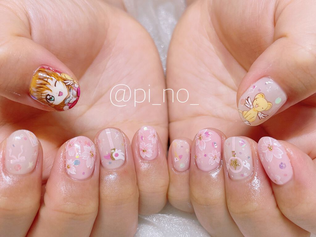 #春ネイル,＃桜ネイル,#痛ネイル,#キャラネイル,#キャラクターネイルのネイルデザイン