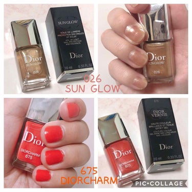 Dior ディオール ヴェルニ サン グロウのクチコミ「Diorの限定ネイル♡

オレンジ×ゴールドラメで
爪も夏仕様に可愛らしく🌻☀️


こんばん.....」（2枚目）