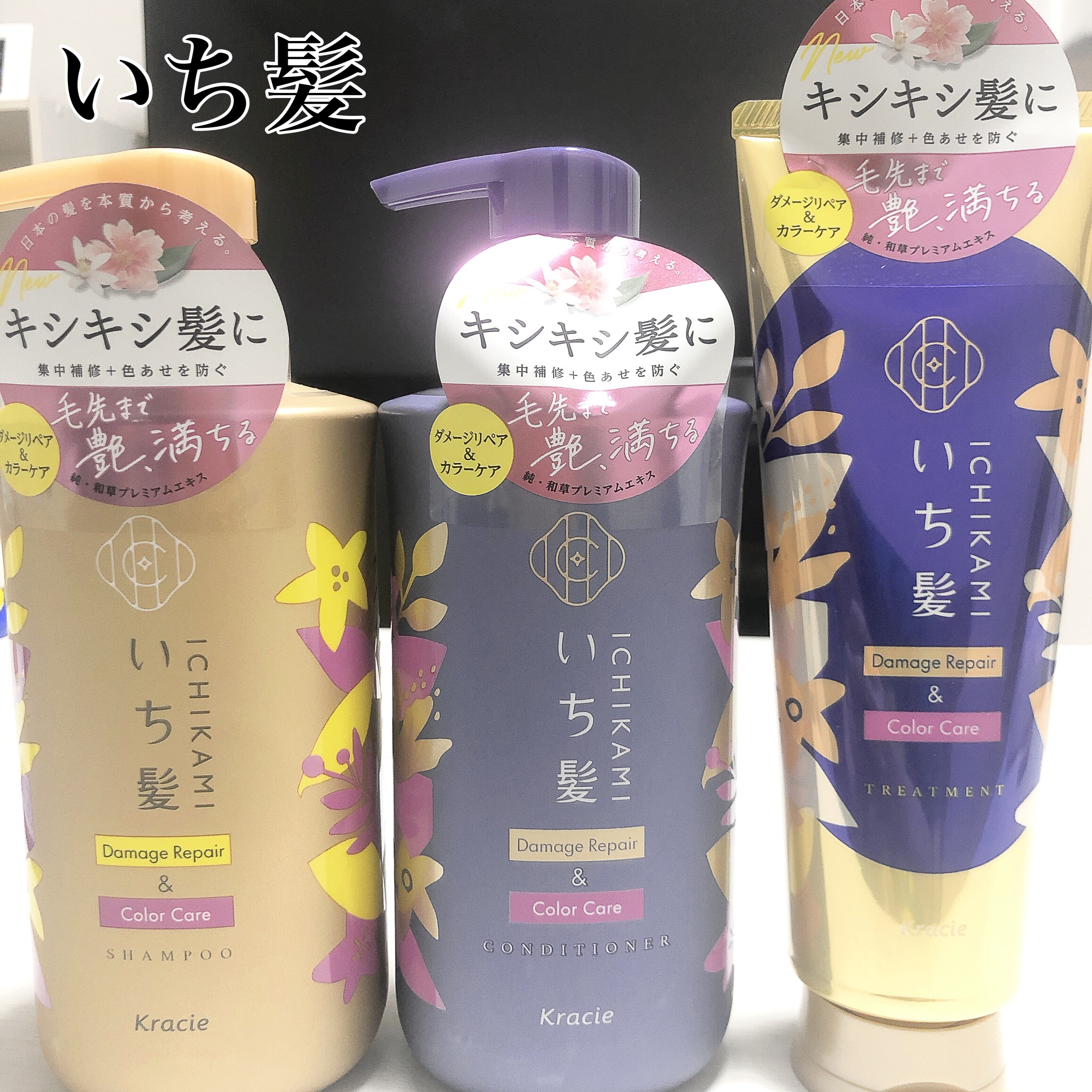 ◆いち髪 ダメージリペア＆カラーケア
シャンプー/コンディショナー/トリートメント◆


Point1🧡
いち髪から「ダメージリペア＆カラーケア」ライン誕生

Point2🧡
ヘアカラーなどのダメージによるキシキシ髪で
お悩みの方へ

