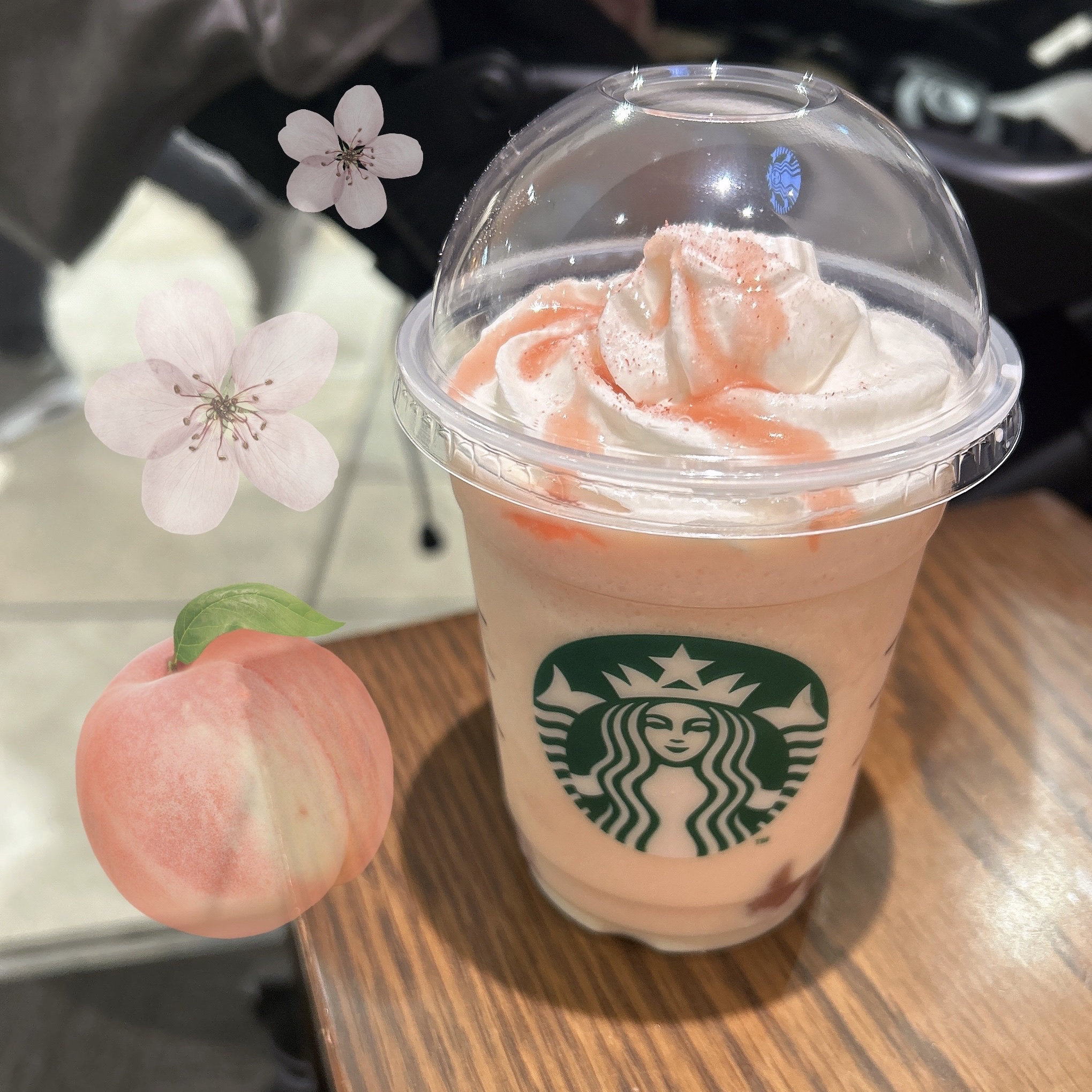 白桃と桜わらびもち フラペチーノ®/スターバックス/その他ドリンクを使ったクチコミ（1枚目）