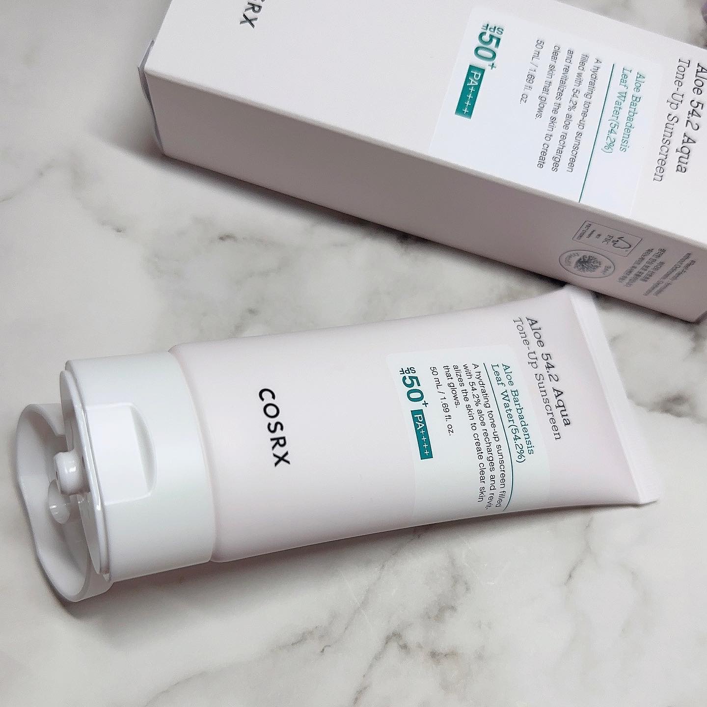 アロエ54.2アクアトーンアップUVクリーム　SPF50+ PA++++/COSRX/日焼け止めクリームを使ったクチコミ（2枚目）