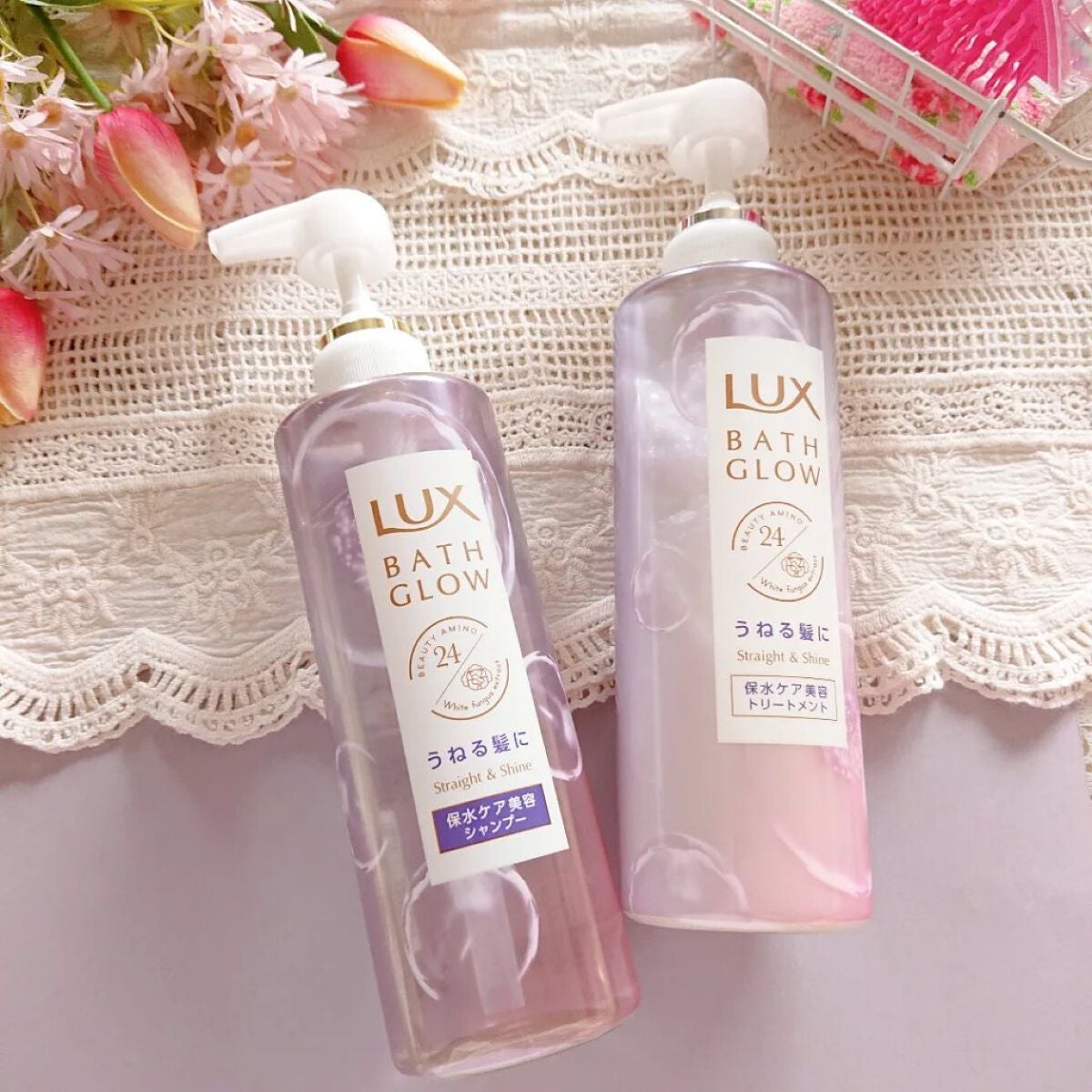 バスグロウ ストレート&シャイン シャンプー/トリートメント/LUX/市販シャンプーを使ったクチコミ(1枚目)