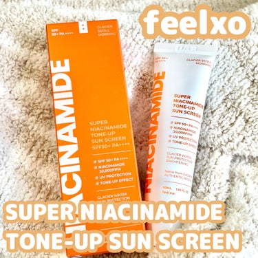 feelxo　スーパー ナイアシンアミド トーンアップ サンスクリーン

SPF50+ PA++++

・美白＆保湿効果に優れたナイアシンアミド
・ヒアルロン酸配合

白っぽいクリームでトーンアップして