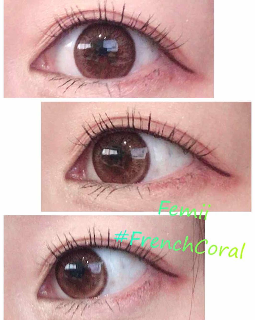 AngelColor Femii 1dayのクチコミ「カラコンレポ＊＊
♡Femii by Angel color
   #FrenchCoral
.....」（1枚目）