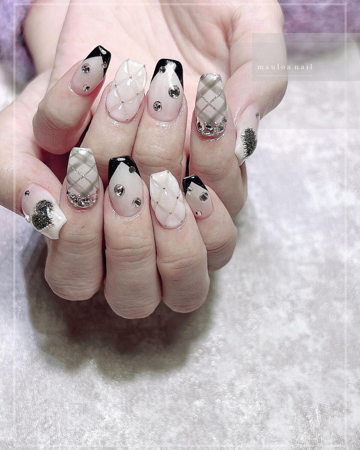 mauloa_nail on LIPS 「・キルティングネイルとチェックネイル💓ありがとうございました😆..」(1枚目)