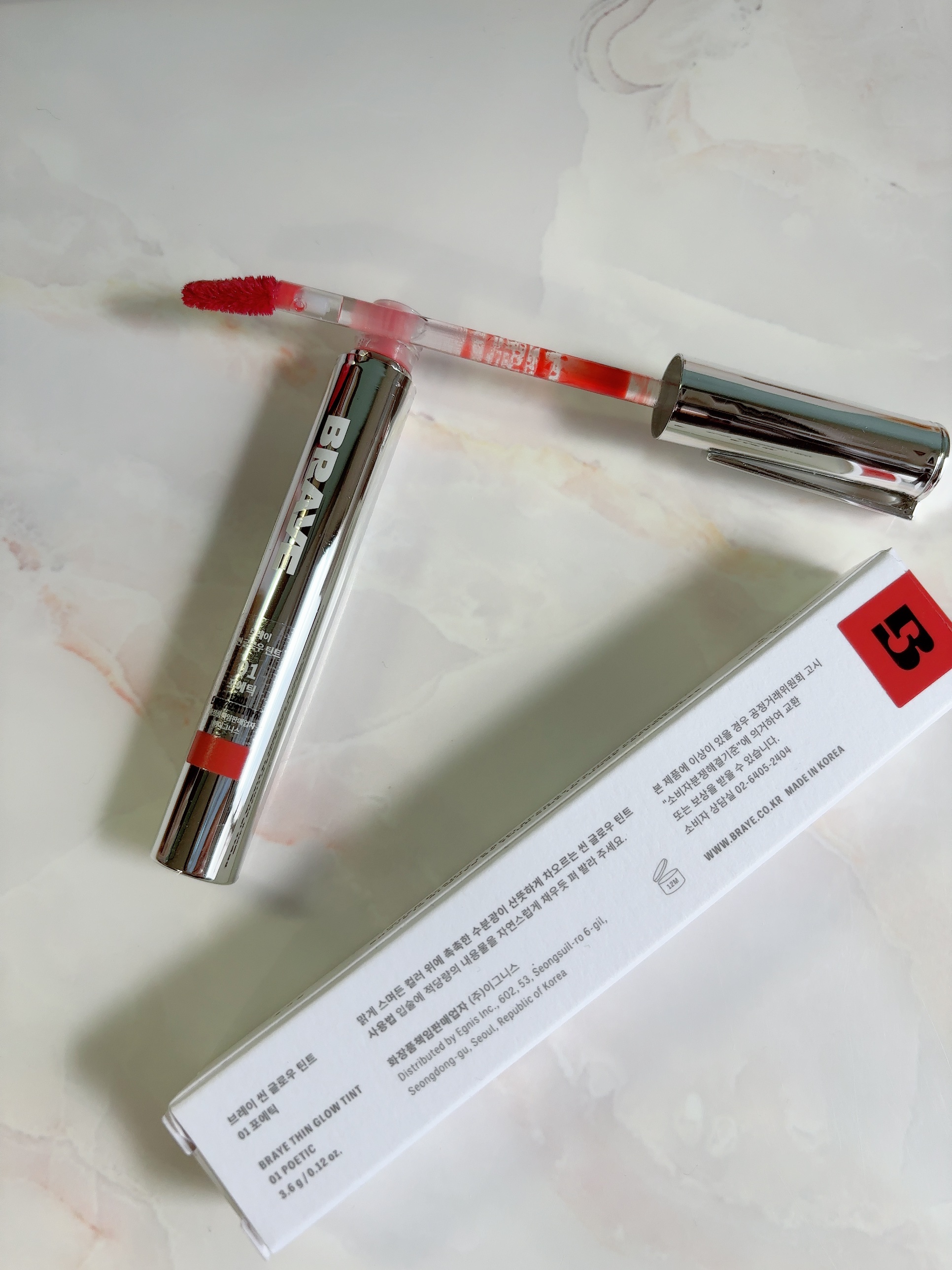 THIN GLOW TINT 01 ポエティック(POETIC)/BRAYE/口紅を使ったクチコミ（3枚目）