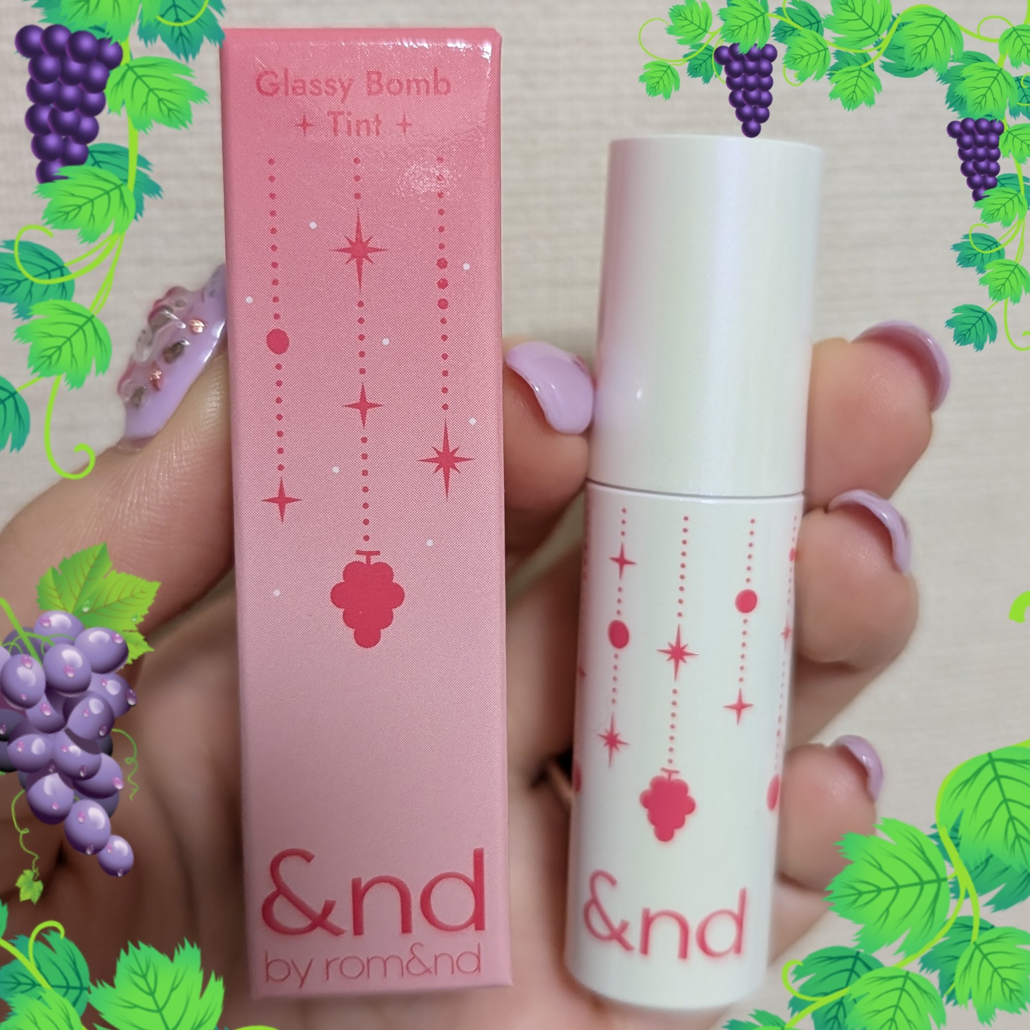 アンドバイロムアンド　グラッシーボムティント HL04 ピンクグレープ（数量限定）/&nd by rom&nd/リップティントを使ったクチコミ（1枚目）