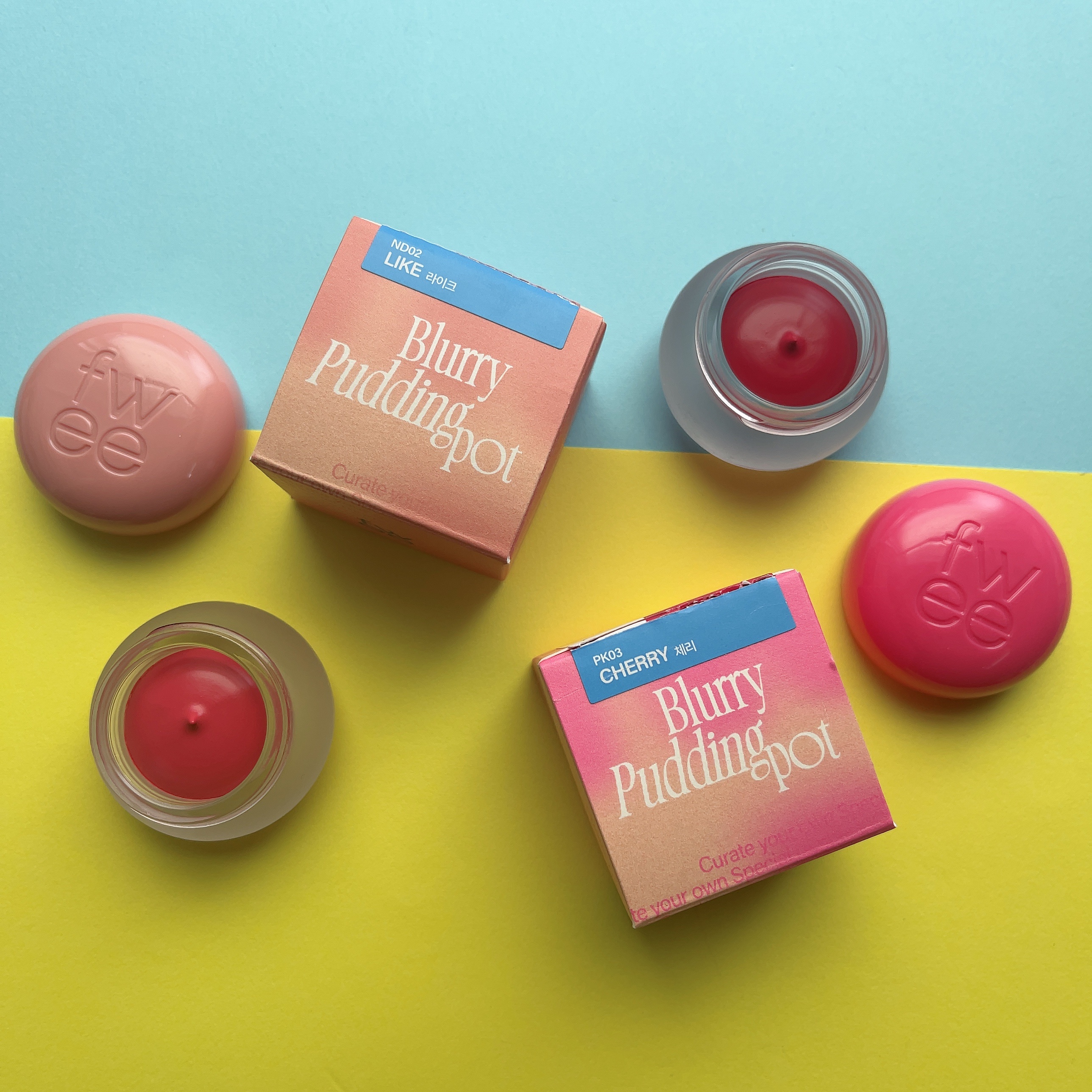 リップアンドチーク ブラーリープリンポット PK03 チェリー/fwee/口紅を使ったクチコミ（2枚目）