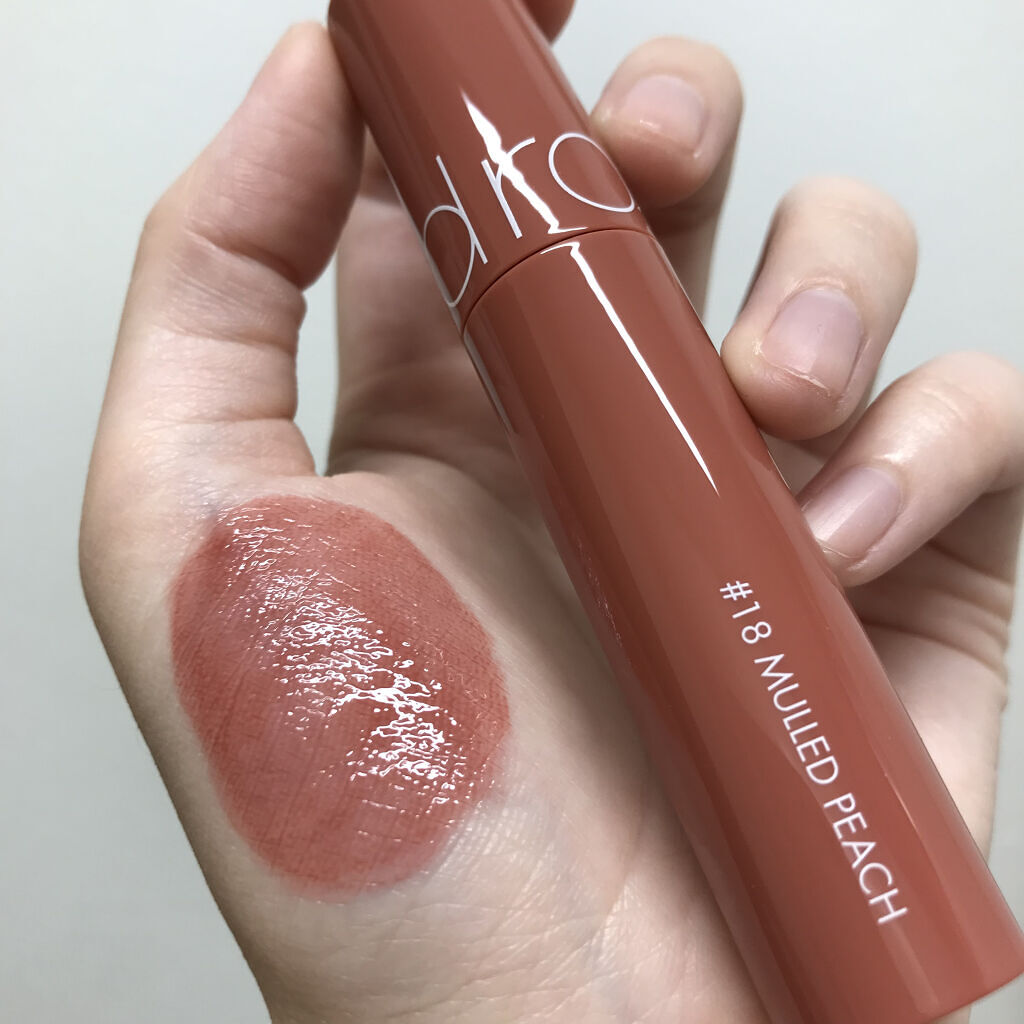 ジューシーラスティングティント 18 マルドピーチ(MULLED PEACH)/rom&nd/リップティントを使ったクチコミ（3枚目）