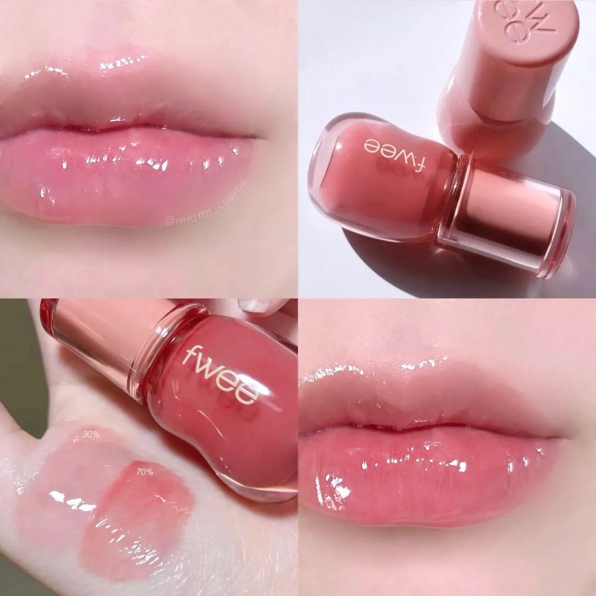 #pr #fwee 

fwee　3Dボリューミンググロス
⚪︎バニラ 30% ／70%

fwee( @fwee_makeup_jp ) : 3Dボリューミンググロスのバニラ、桃ゼリーみたいなピュアなニュートラルピンク×ぷるぷる質感で可愛