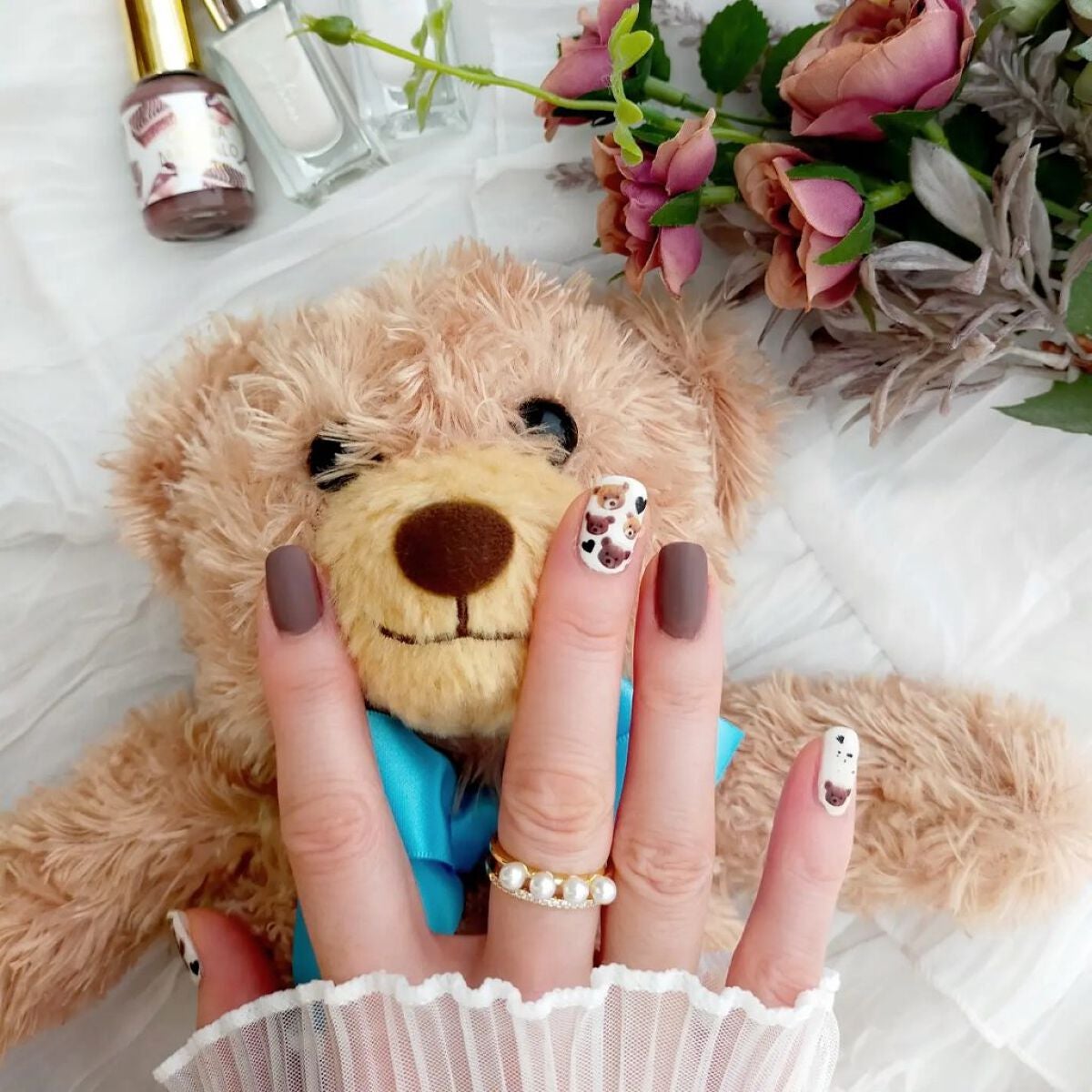 あちゃみん on LIPS 「くまネイル…| ᐕ)·Sheinで買ったまま使えていなかったシ..」(1枚目)