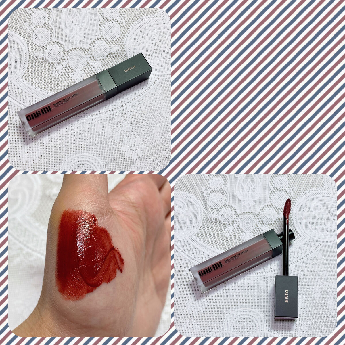 スムースマットリップティント 01 クラブアップル (ダークレッド)/GAB ME/リップティントを使ったクチコミ（2枚目）