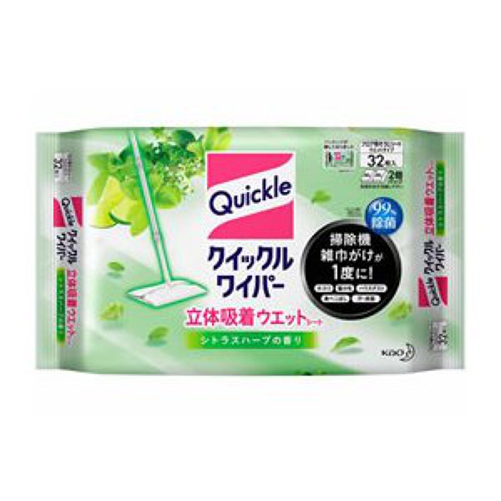 クイックルワイパー 立体吸着ウエットシート シトラスハーブの香り 32枚