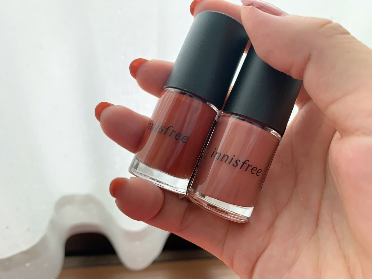 innisfree リミテッドヴィンテージカラーエディションのクチコミ「innisfree💅
色だけ見た感じだとそんなにはっきり発色しなさそうだけど、意外とはっきり発.....」（2枚目）