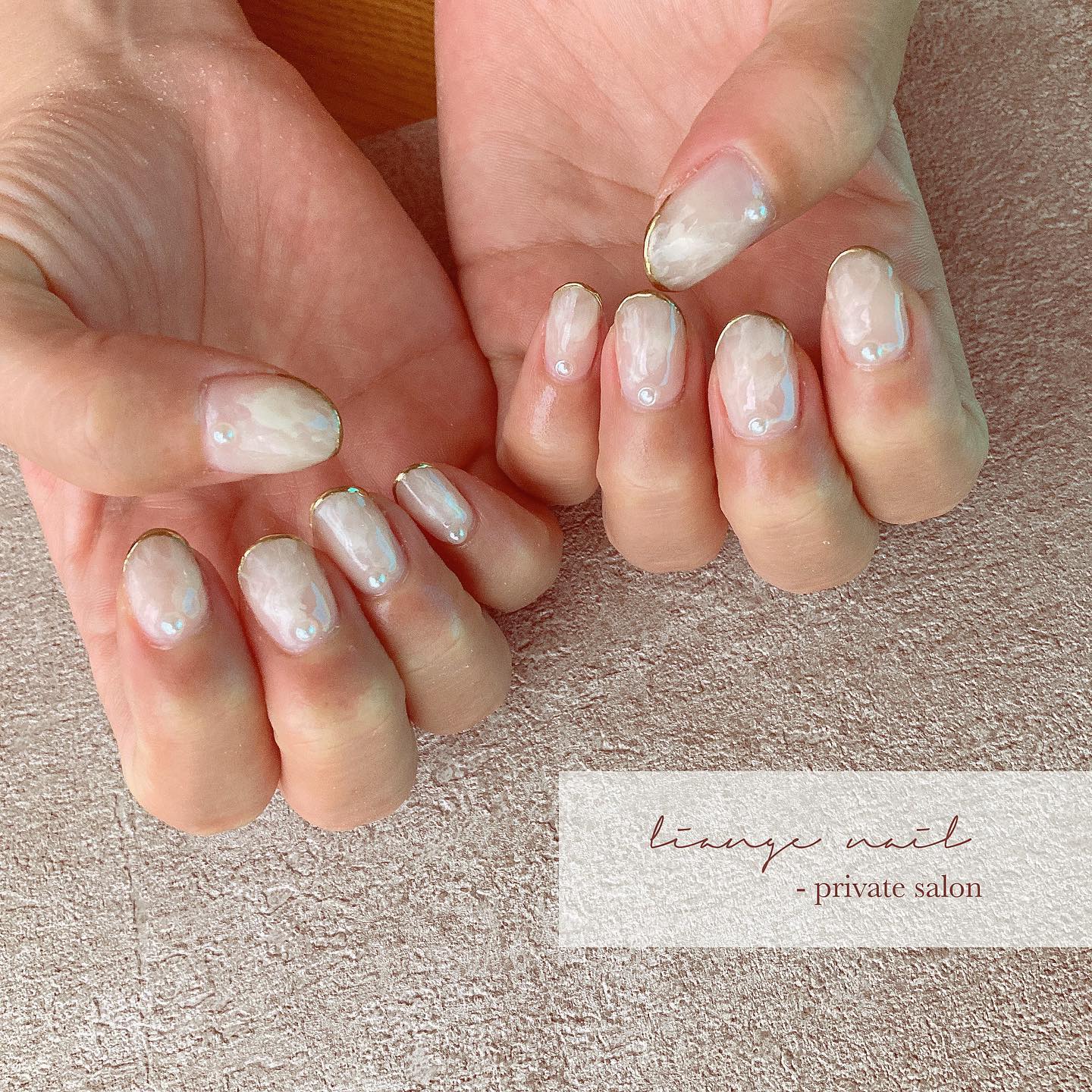 #リアンジェネイル,#柏ネイル,#ネイル,#もやもやネイル,#ミラーフレンチネイル,#ニュアンスネイルのネイルデザイン