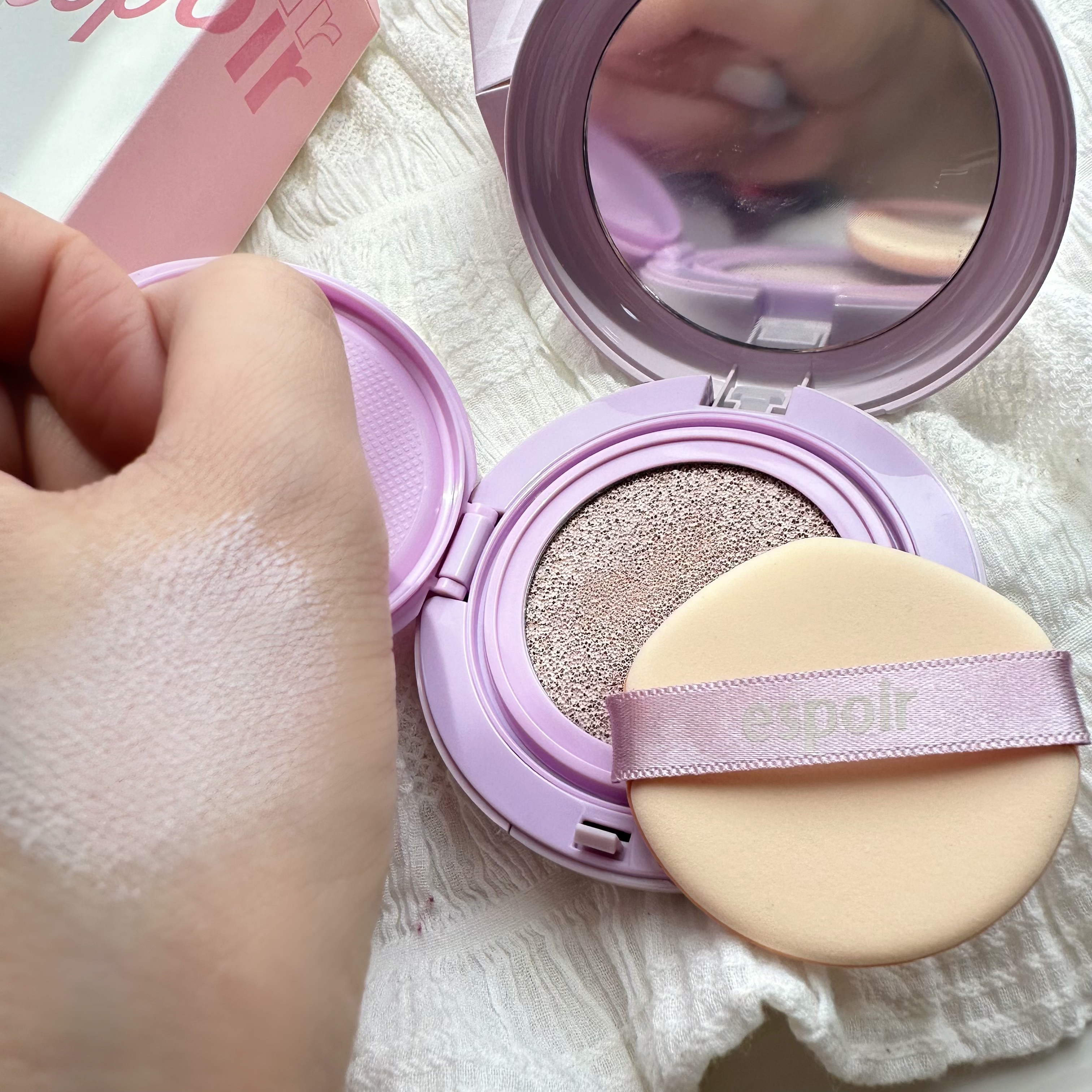 デューライクジェロー トーンアップクッション 02 ニュートラルモーブ/espoir/化粧下地を使ったクチコミ（2枚目）