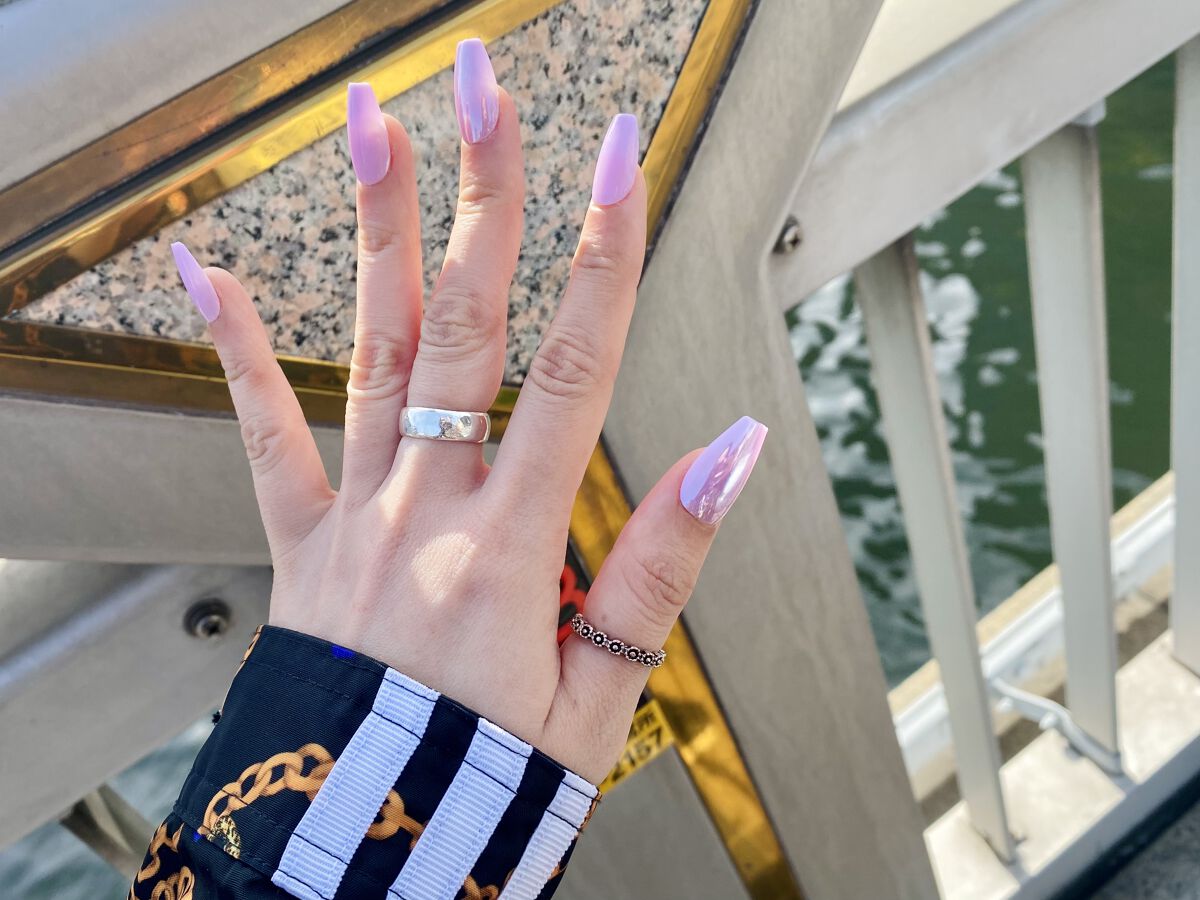 TPUネイルチップ（shape:Coffin） 02 パープルグラス(Purple Glass)/Muzmak/ネイルチップ・パーツを使ったクチコミ（2枚目）