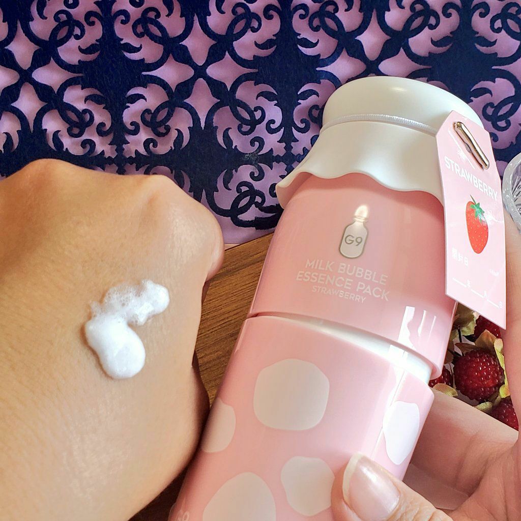 MILK BUBBLE ESSENCE PACK ＃STRAWBERRY/G9SKIN/美容液を使ったクチコミ（2枚目）