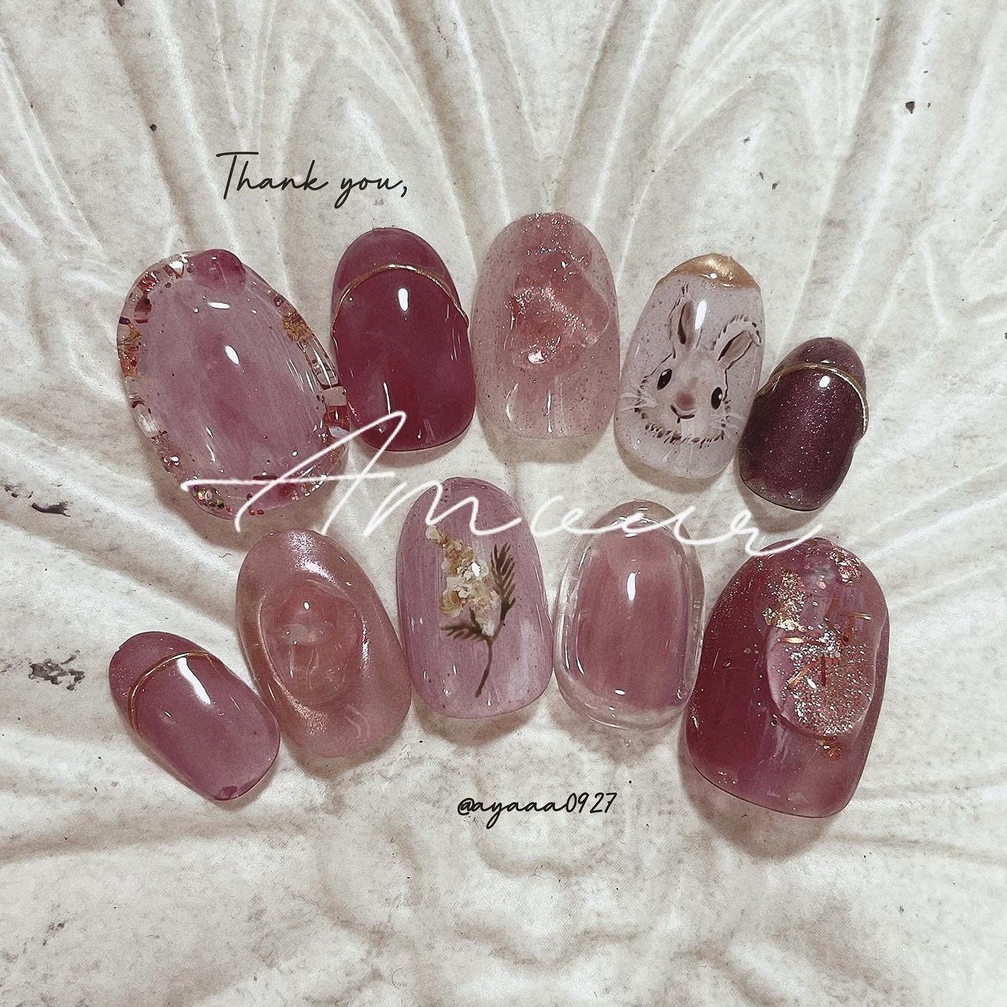 #うさぎネイル,#ちゅるんネイルのネイルデザイン