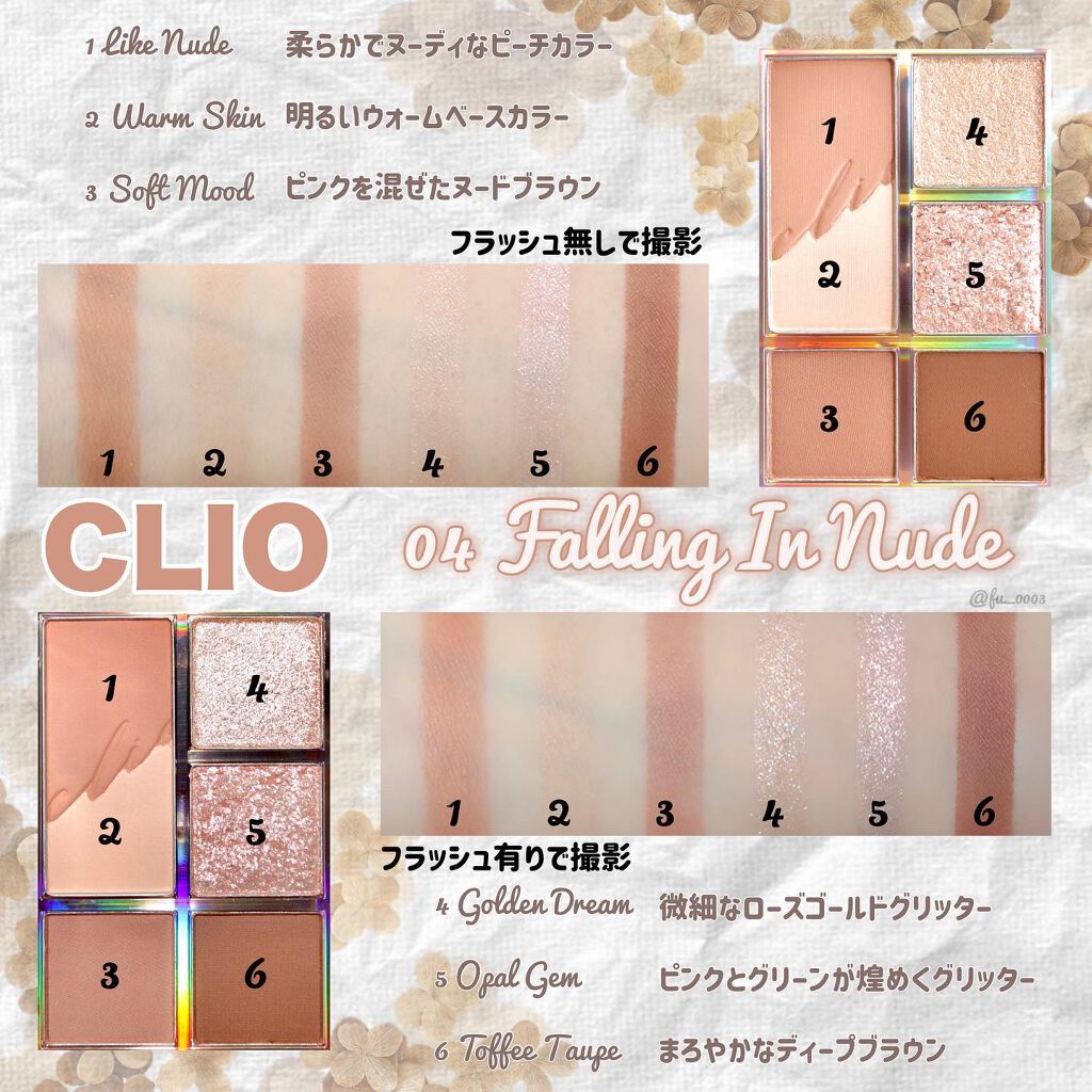 プロ アイパレット ミニ 04 FALLING IN NUDE/CLIO/アイシャドウパレットを使ったクチコミ（3枚目）