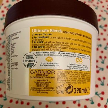 smoothing hair food coconut & macadamia 3 in 1 hair mask /GARNIER(海外)/アウトバストリートメントを使ったクチコミ（3枚目）