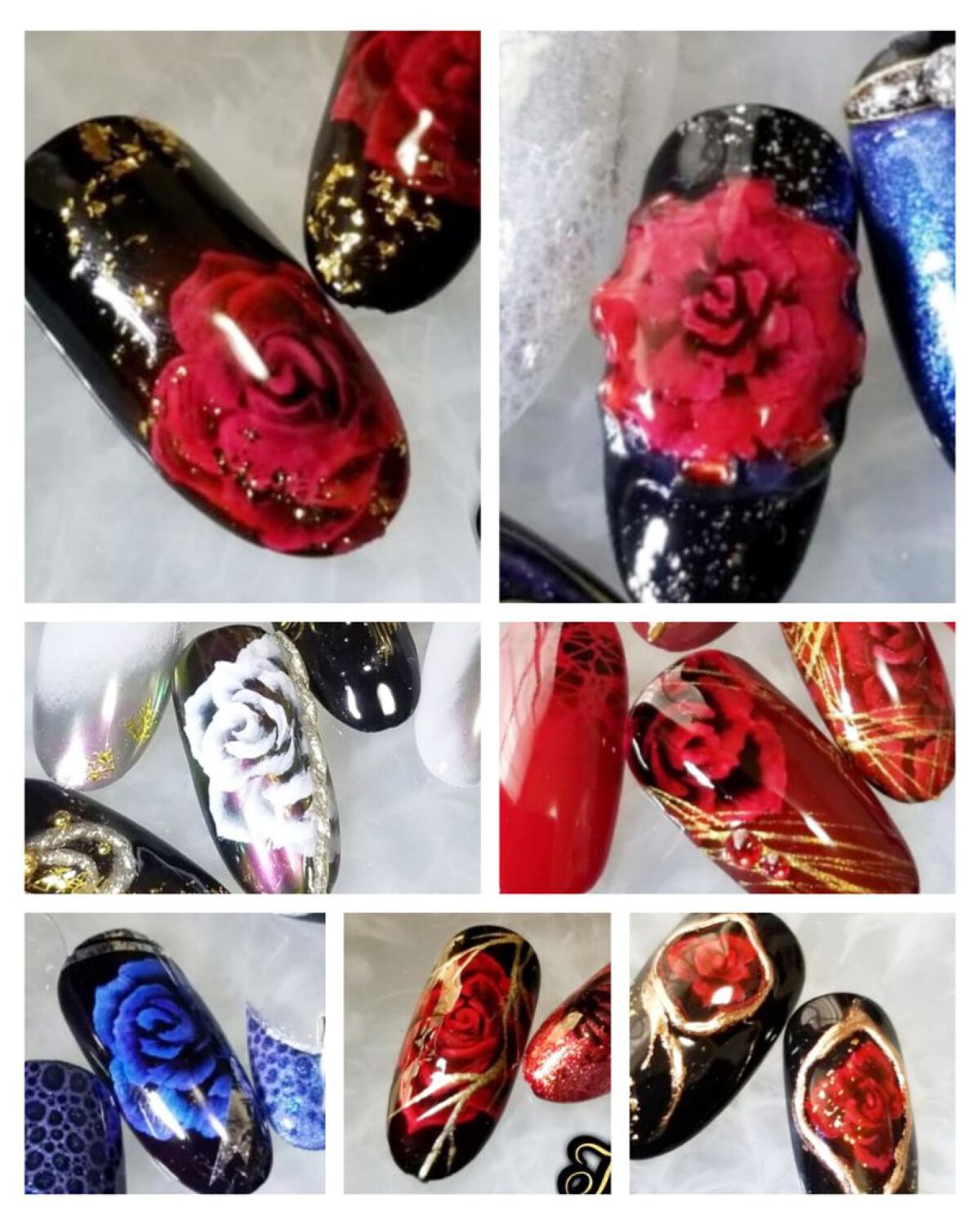 #ネイル,#ジェルネイル,#薔薇ネイル,#バラネイル,#キラキラネイル,#フラワーネイルのネイルデザイン