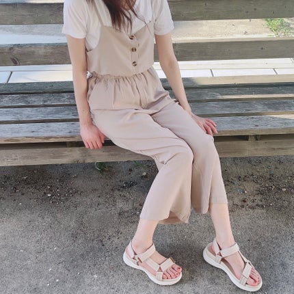 GRL Tシャツ×キャミ前ボタンオールインワン 2点セット