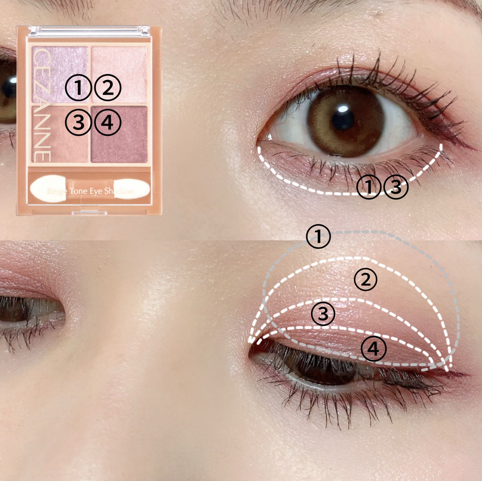 ベージュトーンアイシャドウ/CEZANNE/アイシャドウパレットを使ったクチコミ（2枚目）