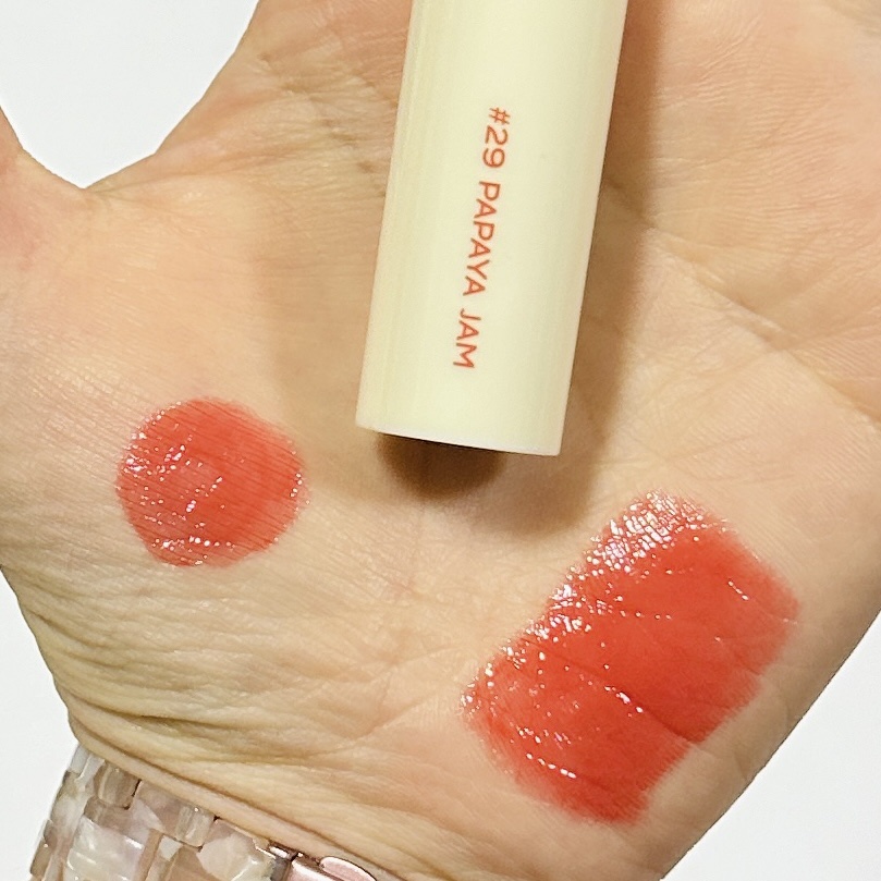 ジューシーラスティングティント 29 パパイヤジャム(PAPAYA JAM)/rom&nd/リップティントを使ったクチコミ（2枚目）