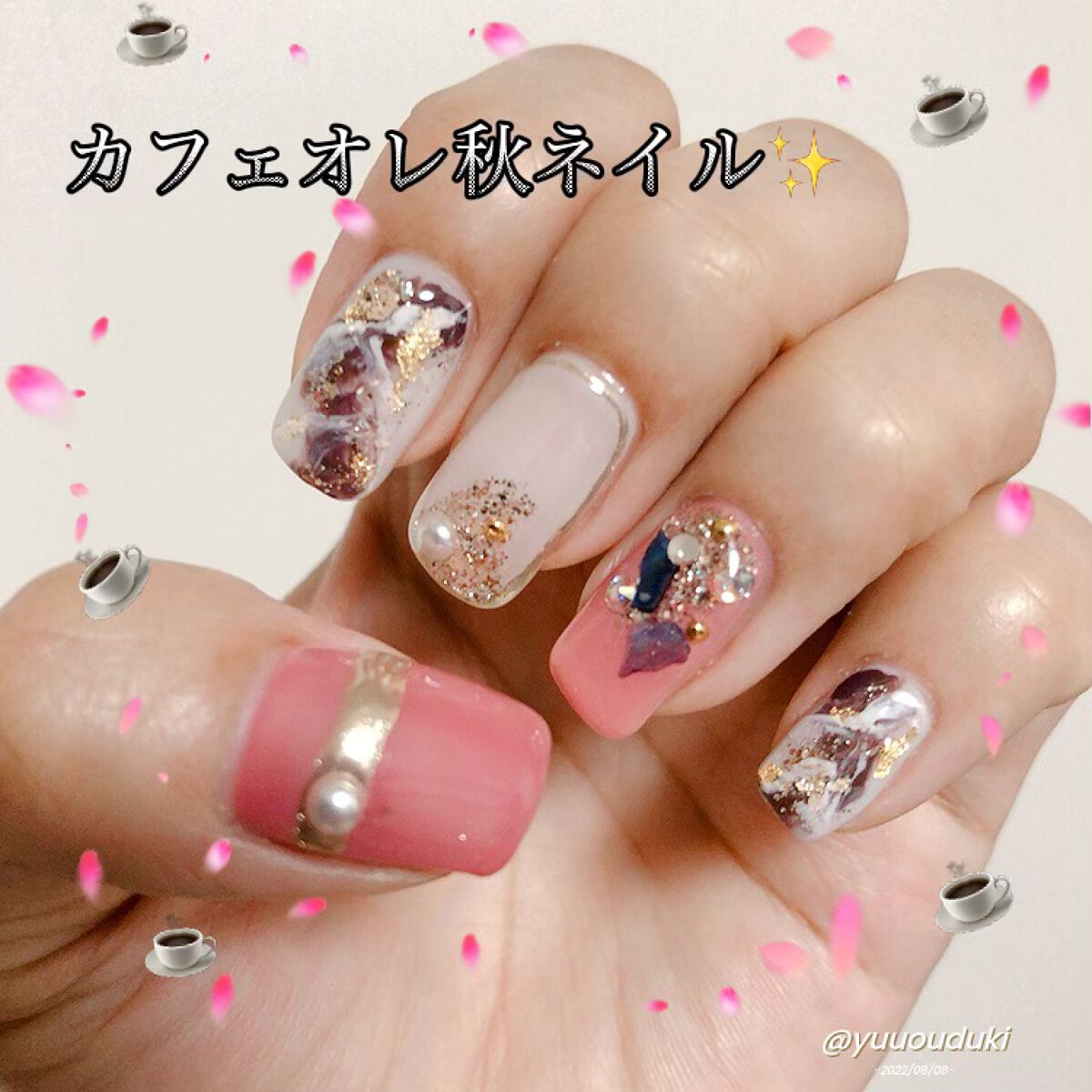 #秋ネイル,#ストーンネイルのネイルデザイン