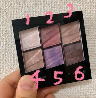 KATE tone dimensional palette EX-2
パープルブラウン系

①ピンク細かめラメ入り　程よいツヤ感、他のパレットとも合わせやすそうなハイライト
②濃いめピンク、目尻にアクセ