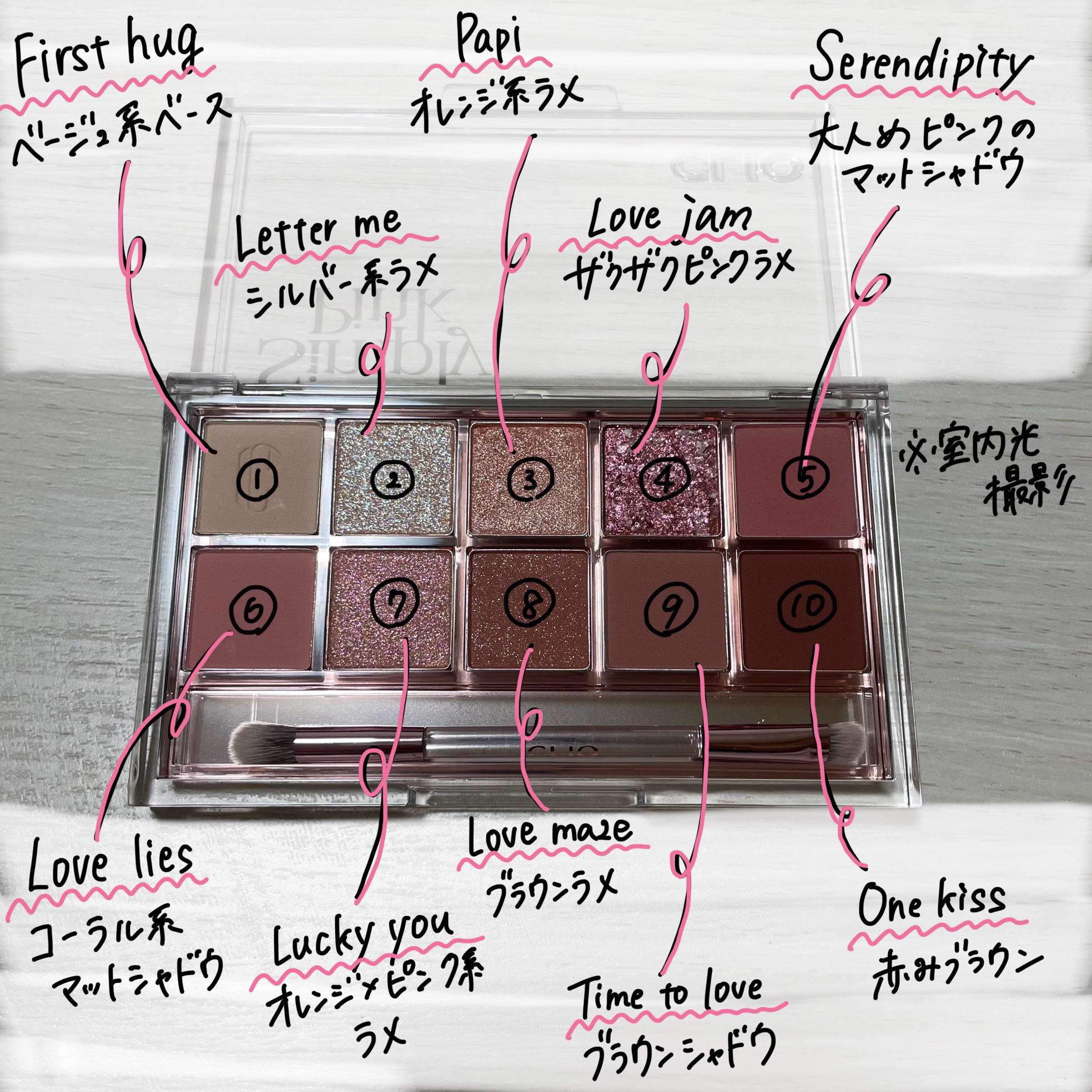 プロ アイ パレット 01 SIMPLY PINK(AD)(日本限定デザイン)/CLIO/アイシャドウパレットを使ったクチコミ（3枚目）