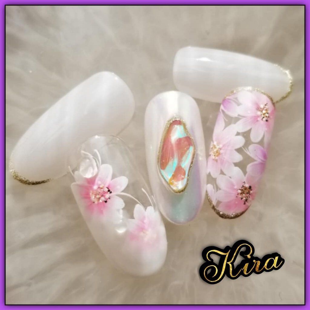 #ネイル,#ジェルネイル,#凸凹ネイル,#ぷっくりネイル,#キラキラネイル,#オーロラネイル,#春ネイル,#スプリングネイル,#夏ネイル,#フラワーネイルのネイルデザイン