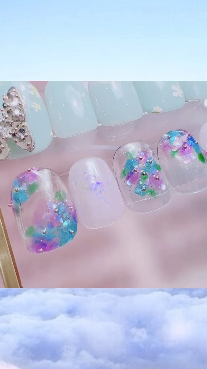 #ネイル,#紫陽花ネイルのネイルデザイン