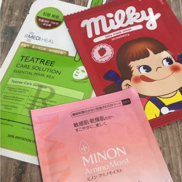 蒼的❤️お気に入りパック

MEDIHEAL TEATREE CARE SOLUTION
ESSENTIAL MASK REX

MINON Amino Moist
ぷるぷるしっとり肌マスク 保湿マスク