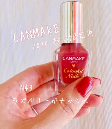 CANMAKEの限定ネイルで簡単ネイルアレンジ♡


▷CANMAKE
　カラフルネイルズ
　N43:ラズベリーガナッシュ


今年の秋の限定色、N43を購入して、
早速塗ってみました！

ラズベリーと