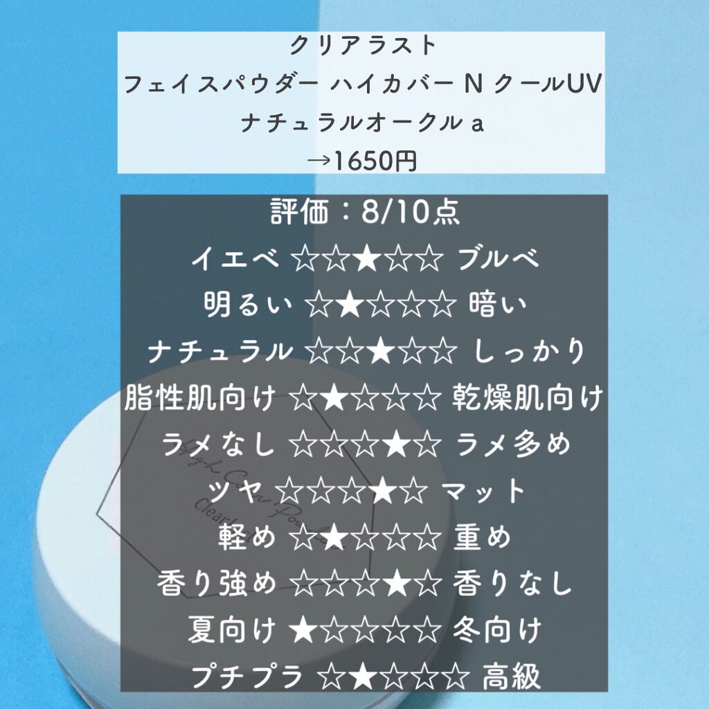 フェイスパウダー ハイカバー N クールUV/クリアラスト/プレストパウダーを使ったクチコミ(6枚目)