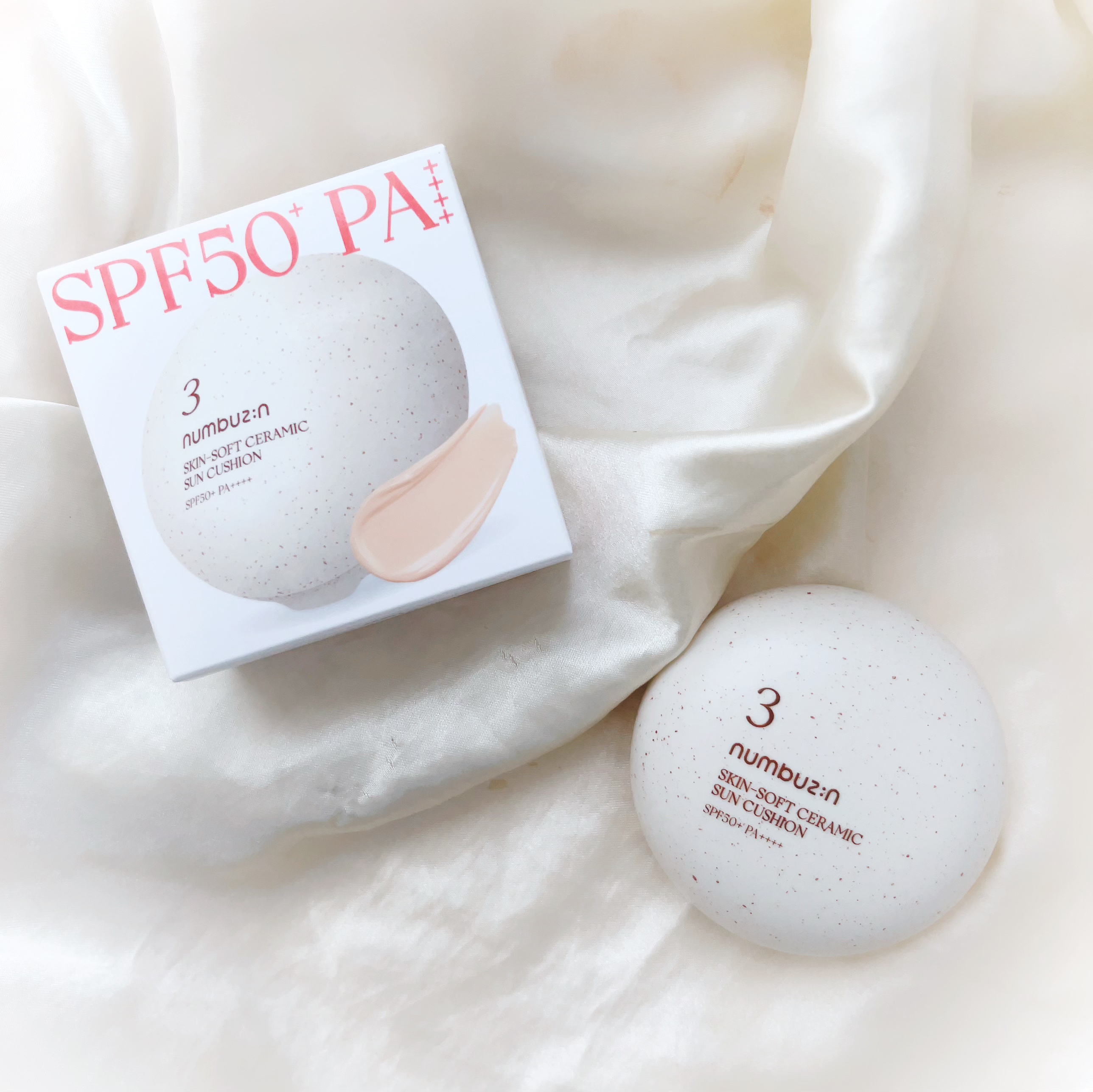 3番 ノーファンデ陶器肌トーンアップクッション/numbuzin/クッションファンデーションを使ったクチコミ（1枚目）